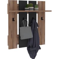 Porte-manteau mural avec étagère en bois "Mita" - 70 x 14 x 70 cm - Gris anthracite
