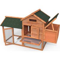 VOUNOT® Hühnerstall mit Auslauf, Hühnervoliere Geflügelstall aus Holz, 152 x 62 x 92 cm