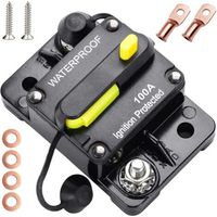 Disjoncteur de Voiture 12V-48V DC Disjoncteur avec Réinitialisation Manuelle Disjoncteur de puissance commutable de batterie Disjoncteur Réinitialiser Porte-Fusible Voiture Étanche (100A)