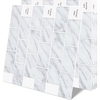 Fliesenaufkleber, 10er Set, selbstklebend, Küche & Badezimmer, 30,5 x 30,5 cm, 3D, Subway Klebefliesen, Weiß