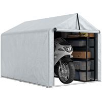 Carpa de Jardín Exterior para Herramientas Bicicletas con Marco de Acero Galvanizado Puerta Enrollable Gris