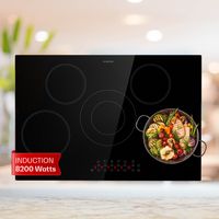 Klarstein Plaque Induction 8200W, Plaque de Cuisson Electrique à Induction, Plaque Induction Encastrées 5 feux, Tables de Cuisson, Plaques chauffantes ThermoBoost, Rechaud Electrique pour la Cuisine