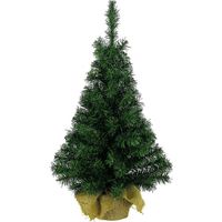 Artificial Mini Christmas Festive Tree Green In Jute Bag - 60cm