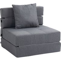 Sillón reclinable, silla de descanso, cama de invitados. Funda extraíble, 70 cm x 70 cm x 61 cm, gris oscuro.