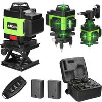 Niveau laser 4 x 360°,Niveau laser 4D 16 lignes auto-nivelant,2400mAh x 2 piles,Niveau laser vert Étanche et anti-poussière,Niveaux laser avec télécommande et trépied réglable en hauteur