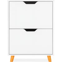 Emma - Platzsparender Schuhschrank mit 2 Türen 55x82x25 cm für 12 Paar aus Weißem Holz