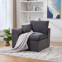 Weicher Sessel – 1-Sitzer-Sofa – Kissen inklusive – abnehmbarer Bezug – nordischer Stil – Cord – grau