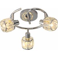 Plafonnier chrome rond 3 globes cristal Crownie E14