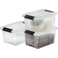 Iris Ohyama, kleine Aufbewahrungsboxen mit Deckel, 5L, 3er-Set, transparent, DDNTB-5
