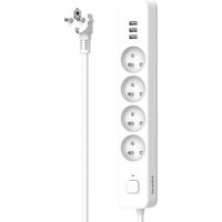 Multipresa - QUARX - 4 prese - Con 3 porte USB, cavo 1,5 m