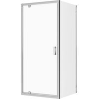 Cabine de douche 80x100 cm Porte battante angulaire et paroi fixe Profilés en aluminium chromés Verre transparent 6mm h190 - Réversible Mod. Apulia