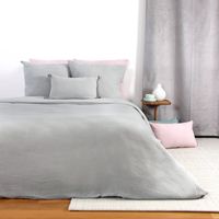 Parure de lit en double gaze de coton Gris clair 140x200 cm