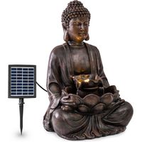 blumfeldt Dharma Solarbrunnen, Gartenbrunnen, Zierbrunnen, Dekobrunnen, Solarbetrieb, LED-Beleuchtung, 48 x 72 x 41 cm (BxHxT), Material: Polyresin, für drinnen und draußen, bronze