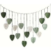 Décoration murale bohème en macramé avec feuilles pour chambre de bébé, 119 cm de long, tapisserie tissée à la main avec pompon en fil, décoration murale bohème pour chambre de bébé, chambre à coucher
