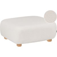 Otomana de bouclé asiento reposapiés rectangular patas de madera moderno blanco crema Amli