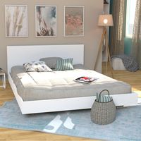 LOFT-Bett 160x200 + 1 Bettkasten + Kopfteil / Weiß/ 202x164x75