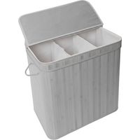 Bamboo Laundry Bin With Lid - Removable Liner, Foldable
