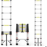 3.2-meter telescopic ladder with non-slip pedals at 11 levels and a load capacity of 150 kg.