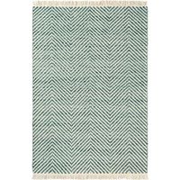 Tapis kilim tissé en laine 140x200 vert et beige rectangle motif simple TWILL