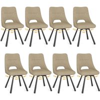 LEWE Lot de 8 Chaises de Salle à Manger, Chaise de Cuisine Pivotante à 360°, Capitonnée Chaise Salon avec Pieds en Métal, Kaki