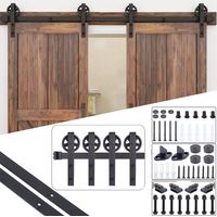 Stoex – Kit de rail de porte coulissante 183cm – Roulettes rondes pour portes en bois – Charge max 110kg – Accessoires inclus