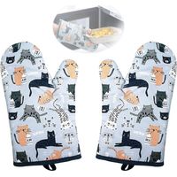 Gants de cuisine en coton (paire), résistants à la chaleur, pour la cuisson, les grillades et le barbecue.