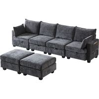 Canapé Modular Chenille U-shaped Coin Corners Chenille et Mousse+ressort Gris ZIPSOFA