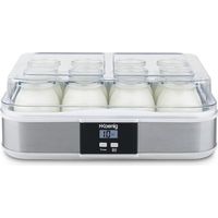Yaourtière programmable ELY120 – 12 pots en verre 160ml + 1 pot 1,2L – Écran LCD – Préparation yaourts maison jusqu'à 15h – Maison Cavist