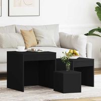 Lot de 3 Tables gigognes,Tables Basses gigognes pour Salon Noir Aggloméré -22265