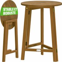Casaria – Table haute pliable en bois d'acacia Ø80cm – Hauteur 110cm – Charge max 80kg – Pour événements et mariages