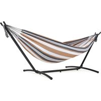 Mondeer Amaca da Campeggio con Supporto Amaca da Giardino per Esterni in Tessuto Singolo con Telaio in Metallo con Borsa Portatile e Accessori, Capacità di Carico 200 Kg, per Viaggi, Patio