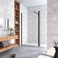Walk in Doccia 80x200cm Due Pareti (40+40) cm Vetro 8 mm Temperato Trasparente Anticalcare Barra Stabilizzatrice 73-120 cm Nero Opaco