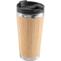 Mug à café en bambou de 450 ml, mug de voyage en acier inoxydable avec couvercle étanche, mug à café isotherme