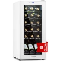Klarstein – Cave à vin de vieillissement 50L – 18 bouteilles – Température réglable 7-18°C – Verre anti-UV – Moteur silencieux 43dB – Clayettes en bois