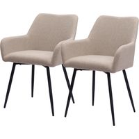 Chaises de salle à manger classiques avec assise large, hauts accoudoirs et pieds en métal Lot confort de 2 pièces