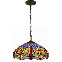 AUTRUCKER Tiffanystyle Taching vitrail Lampe suspendue, 30 cm Plafond Plateau Chandelier pour la salle à manger de cuisine Éclairage de foyer
