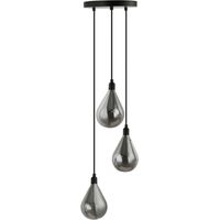 Home Deluxe Lampe à suspendre en verre CELIA gris fumé- 3 flammes