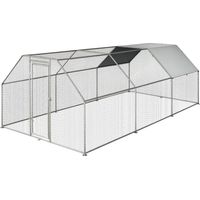 Recinto Gabbia per Galline in Metallo Galvanizzato Impermeabile, Pollaio con Porta e Copertura Oxford, 280x570x195cm