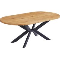 HOME DELUXE - Set da pranzo ovale allungabile con base a stella - 8 sedie in rovere chiaro 160 x 100 cm nere Sedia da sala da pranzo AMARA, colore: velluto nero
