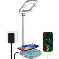 Lampe de Bureau LED Multifonctionnelle avec Chargeur Rapide Sans Fil 10W avec Lumière Ambiante RVB