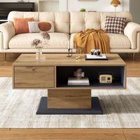 Mesa centro salón con almacenamiento gris madera OKMYHOME