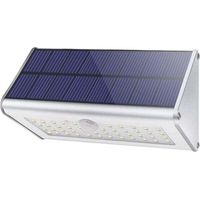Lámpara solar de pared para exteriores XU, 1100 lm, 46 LED, 4500 mAh, carcasa de aleación de aluminio, sensor de movimiento, luz nocturna inalámbrica e impermeable, 4 modos inteligentes (luz blanca) -