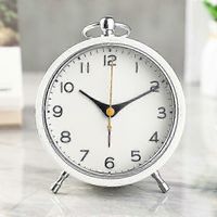 Veilleuse réveil de style rétro sans tic-tac, mouvement à quartz de précision, pendentif en métal coloré, F74 blanc.