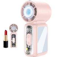 Handheld Turbo Cooling Fan, Semiconductor Ice Cooling Fan, 199 Speeds, 4300mAh Rechargeable Pocket Fan for Travel(Pink)