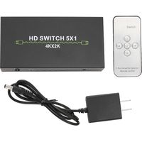Commutateur Audio 5 Entrées 1 Sortie 4K 30Hz pour PC, Ordinateur Portable, Box TV et Smart TV - Alimentation 100‑240V Prise US