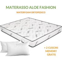 EVERGREENWEB - Materasso Matrimoniale 180x195 in Waterfoam Ortopedico Alto 20 cm + 2 Cuscini Memory Foam Gratis, Rivestimento Oli Essenziali Aloe Vera, Tessuto Antiacaro x Tutti Letti e Reti Offerta