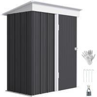 Étagère, avec étagères, avec porte, gris foncé, pour jardin et terrasse, Abri de jardin, design mural, abri extérieur en tôle ondulée