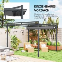 Pergola bioclimatique 3,5x3 m, aluminium solide anti-hiver, store pare-soleil, toit coulissant ajustable, gris