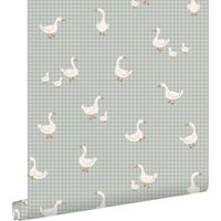 papier peint oies bleu - ESTAhome