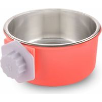 Gamelle et bouteille de voyage de chien Caisse Chien Bol Amovible en Acier Inoxydable Gamelle à Suspendre pour Animal Domestique Cage Petit Bol d'eau Feeder Nourriture (rose)